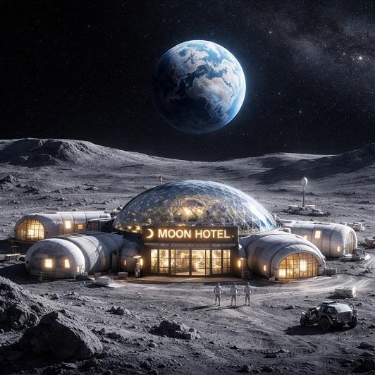 Floating hotel around the moon